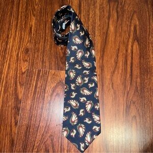 Vintage Oscar de la Renta Black Tie with Red and Cream Paisley